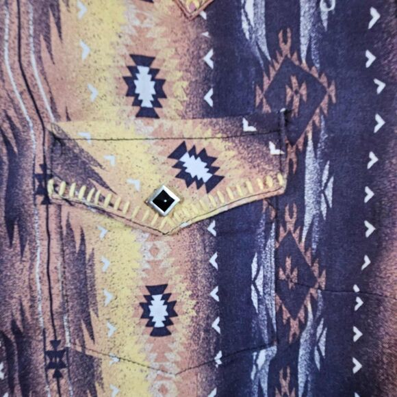 Vintage Womens Wrangler Western Shirt  Diamond Shape Pearl Snap Long Sleeve Larg - Picture 7 of 10